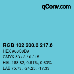 カラーコード: RGB 102 200.6 217.6 | qconv.com