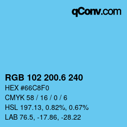 カラーコード: RGB 102 200.6 240 | qconv.com