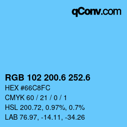 カラーコード: RGB 102 200.6 252.6 | qconv.com