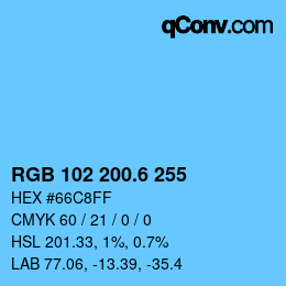カラーコード: RGB 102 200.6 255 | qconv.com