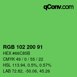 Color code: RGB 102 200 91 | qconv.com