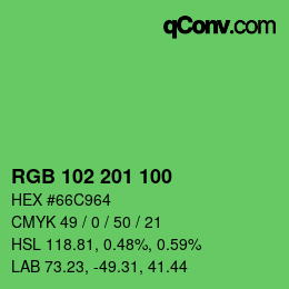 Color code: RGB 102 201 100 | qconv.com