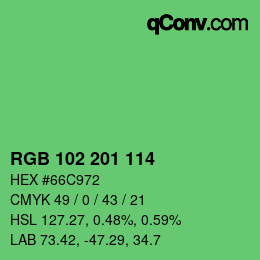 Color code: RGB 102 201 114 | qconv.com