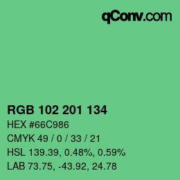 Color code: RGB 102 201 134 | qconv.com