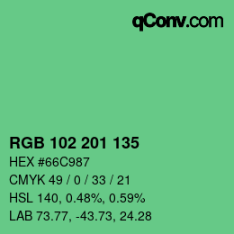 Color code: RGB 102 201 135 | qconv.com