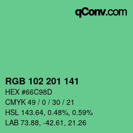 Color code: RGB 102 201 141 | qconv.com