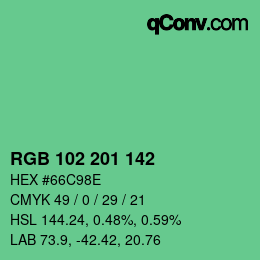 Color code: RGB 102 201 142 | qconv.com