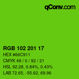 Color code: RGB 102 201 17 | qconv.com