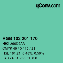 Color code: RGB 102 201 170 | qconv.com