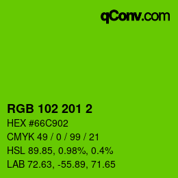 Color code: RGB 102 201 2 | qconv.com