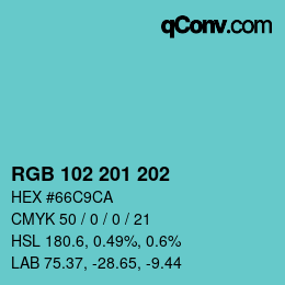 Color code: RGB 102 201 202 | qconv.com