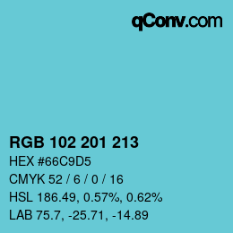 カラーコード: RGB 102 201 213 | qconv.com