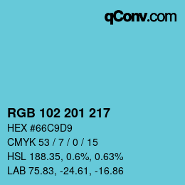 Color code: RGB 102 201 217 | qconv.com