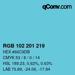 Color code: RGB 102 201 219 | qconv.com