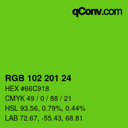 Color code: RGB 102 201 24 | qconv.com