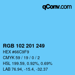 Color code: RGB 102 201 249 | qconv.com