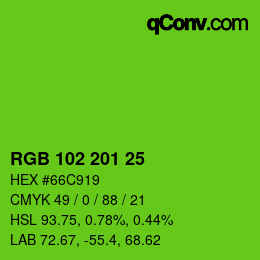Color code: RGB 102 201 25 | qconv.com