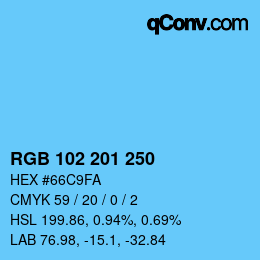 Color code: RGB 102 201 250 | qconv.com