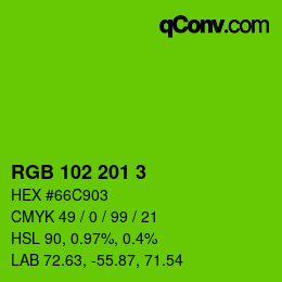 Color code: RGB 102 201 3 | qconv.com