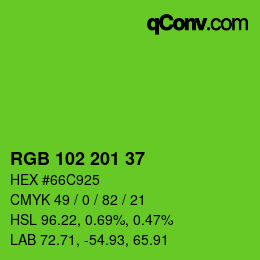Color code: RGB 102 201 37 | qconv.com