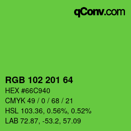 Color code: RGB 102 201 64 | qconv.com