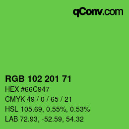 Color code: RGB 102 201 71 | qconv.com