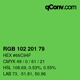 Color code: RGB 102 201 79 | qconv.com