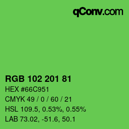 カラーコード: RGB 102 201 81 | qconv.com