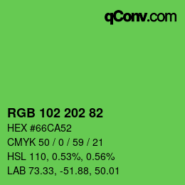 Color code: RGB 102 202 82 | qconv.com