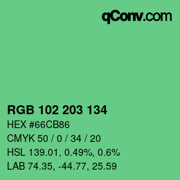 Color code: RGB 102 203 134 | qconv.com