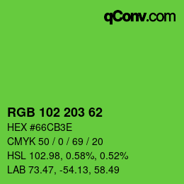 Farbcode: RGB 102 203 62 | qconv.com