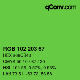 Color code: RGB 102 203 67 | qconv.com