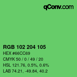 Color code: RGB 102 204 105 | qconv.com