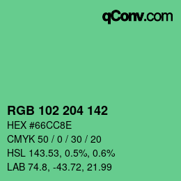 Color code: RGB 102 204 142 | qconv.com