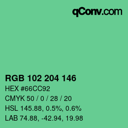 Color code: RGB 102 204 146 | qconv.com