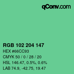 Color code: RGB 102 204 147 | qconv.com