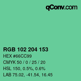 Color code: RGB 102 204 153 | qconv.com