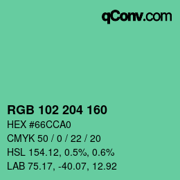 Color code: RGB 102 204 160 | qconv.com