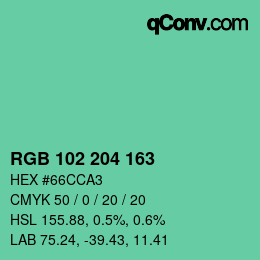 Color code: RGB 102 204 163 | qconv.com