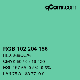 Color code: RGB 102 204 166 | qconv.com