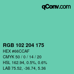 Color code: RGB 102 204 175 | qconv.com