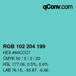 Color code: RGB 102 204 199 | qconv.com