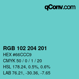Color code: RGB 102 204 201 | qconv.com