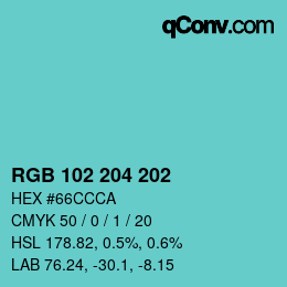 Color code: RGB 102 204 202 | qconv.com