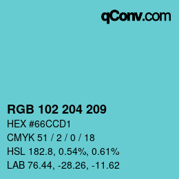 Color code: RGB 102 204 209 | qconv.com