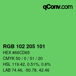 Color code: RGB 102 205 101 | qconv.com