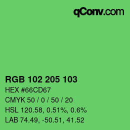Color code: RGB 102 205 103 | qconv.com