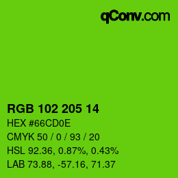 Color code: RGB 102 205 14 | qconv.com