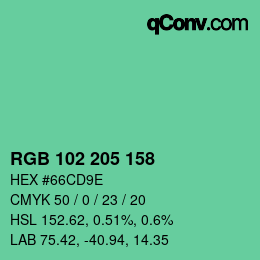 Color code: RGB 102 205 158 | qconv.com