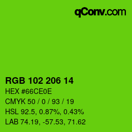 Color code: RGB 102 206 14 | qconv.com